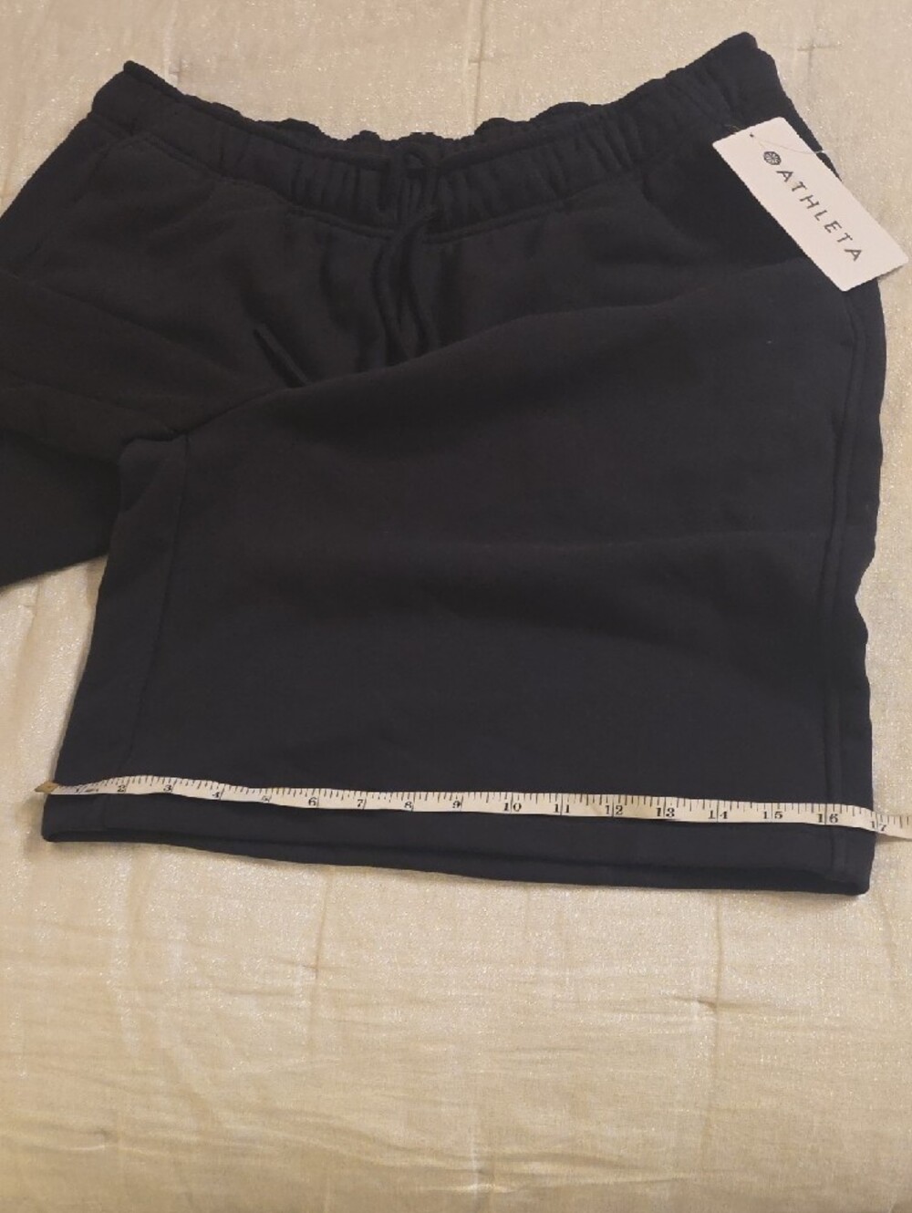 Athleta Black Heavyweight Terry Bermuda Shorts Adjustable Waist Size L - Picture 11 of 14